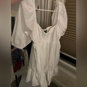 Banana republic White puff sleeve mini dress